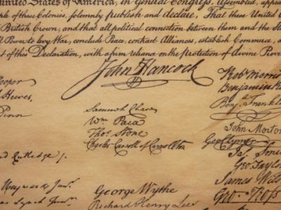 The story behind John Hancock's signature on the Declaration of Independence. (Thinkstock) The story behind John Hancock's signature on the Declaration of Independence. (Thinkstock)