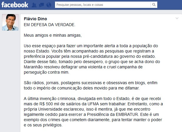 Presidente da Embratur usou página pessoal em rede social para fugir das denúncias e criar falso clima de perseguição política