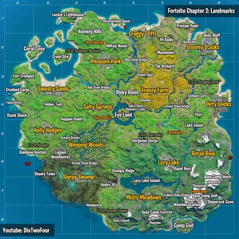 fortnite landmarks  map locations visit landmarks