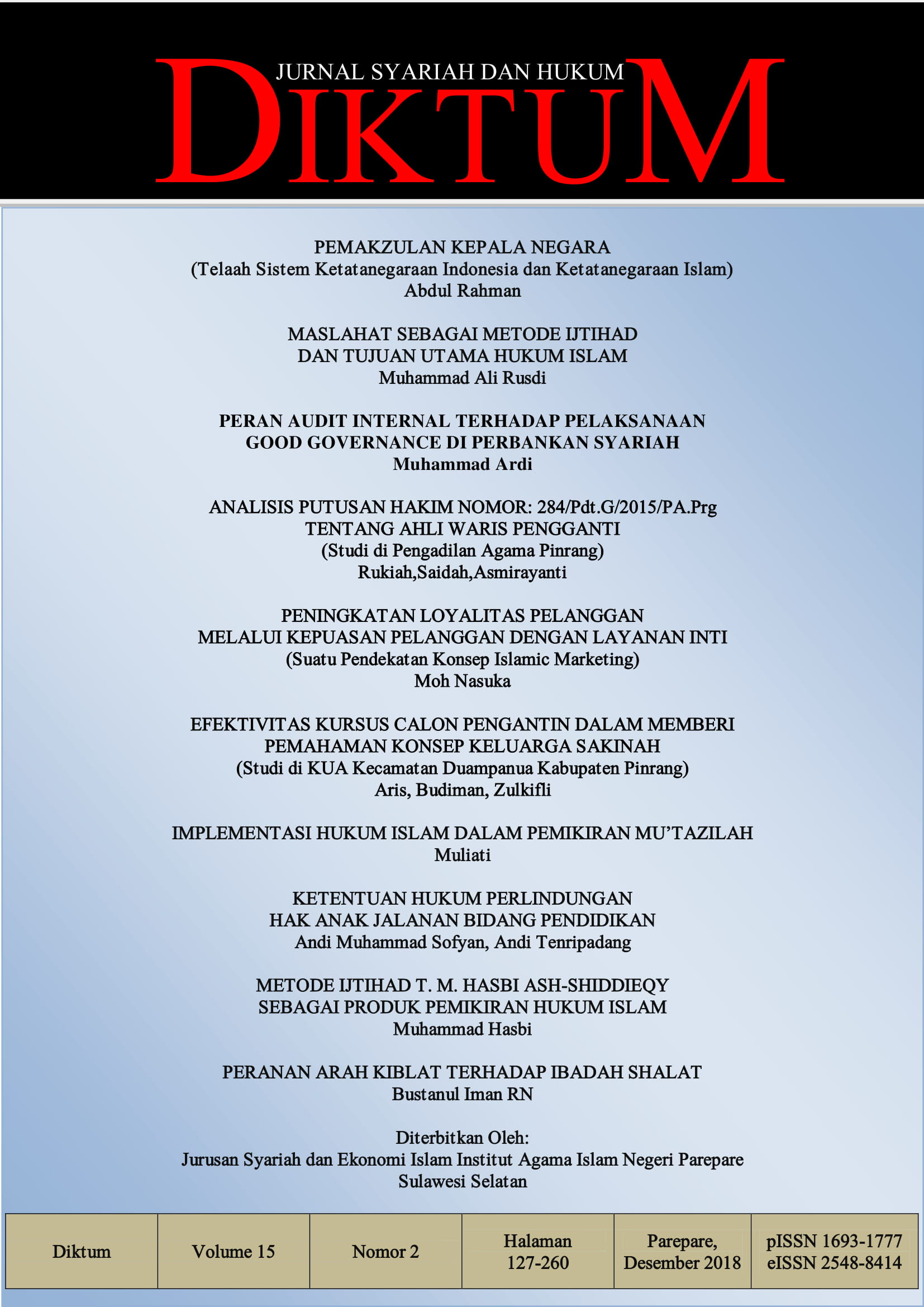 MASLAHAT SEBAGAI METODE IJTIHAD DAN TUJUAN UTAMA HUKUM ...