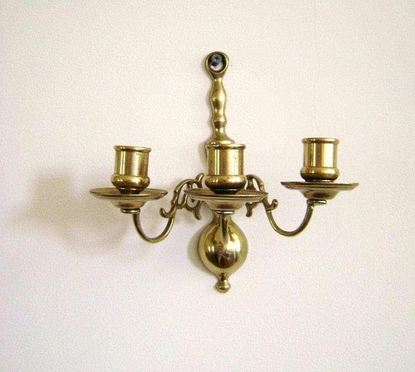 S A L E  Vintage candle wall sconce brass by highstreetmarket