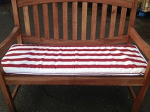 4FT GARDEN BENCH CUSHION RED &amp; WHITE STRIPE HAMMOCK SEAT 