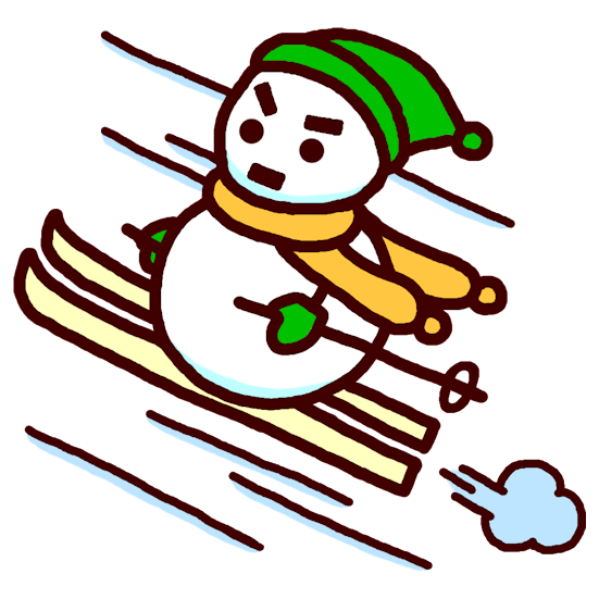 雪だるまのスキー カラー 雪だるまの無料イラスト 冬 ミニカット クリップアート素材