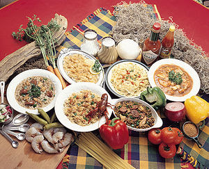 Dishes typical of w:Louisiana Creole cuisine.