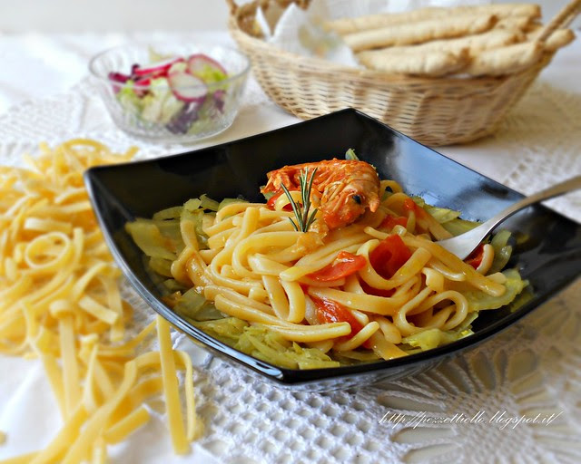 Scialatielli con gamberoni su julienne di finocchi