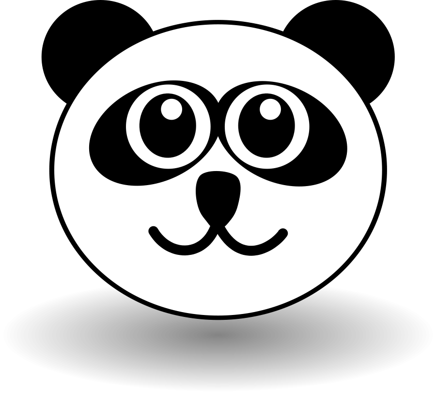 Funny Panda Face Black And White Clipart Vector Clip Art 
