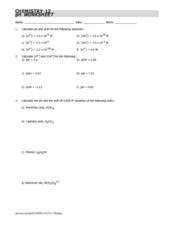 Chemistry 12 pH Worksheet Worksheet for 9th - 12th Grade ...