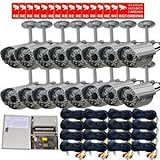 VideoSecu 16 Day Night Vision Outdoor Audio Bullet CCTV Security Cameras IR-Cut Filter Built-in Microphone 36 Infrared LEDs for Home DVR Surveillance System with Power Supply Box, Extension Cables, Security Warning Decals IR809AS WD0