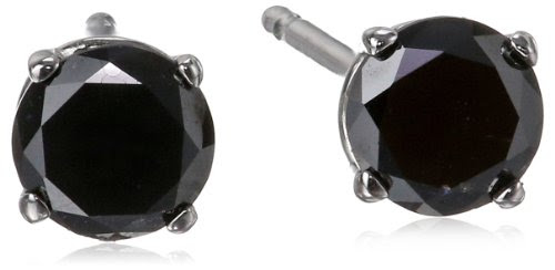 1/2 CT Black Diamond Stud Earrings 14k White Gold On Sale