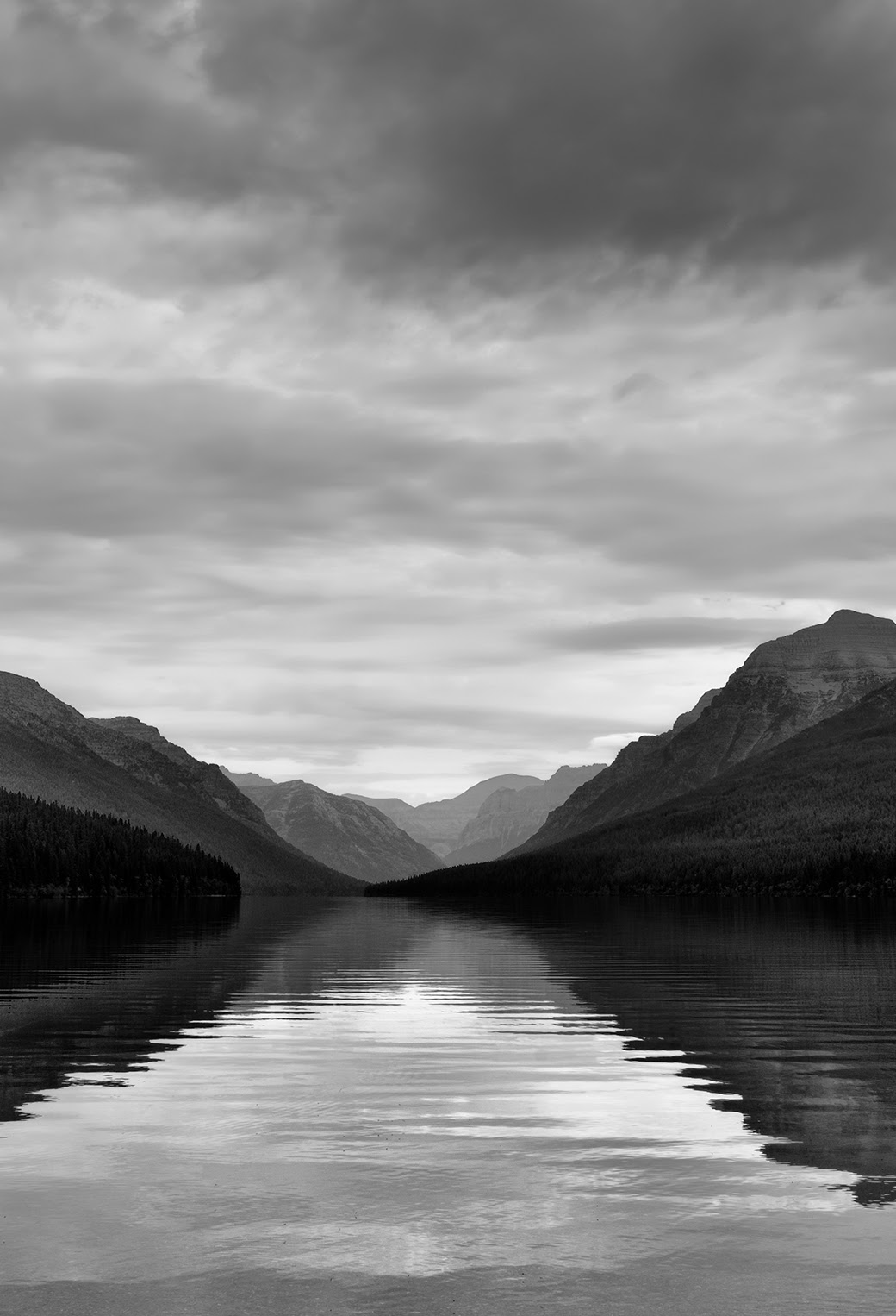 Bowman Lake and a Mountain View (Black & White) Wallpaper ...