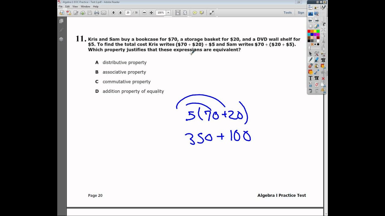 Question 11 - Practice Test 2 - Tennessee EOC Algebra 1 ...