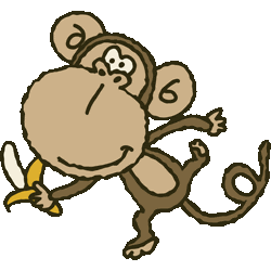 バナナ大好きサル No 151 バナナと猿のイラスト アイコン 条件付フリー素材集 スマホなど携帯電話対応