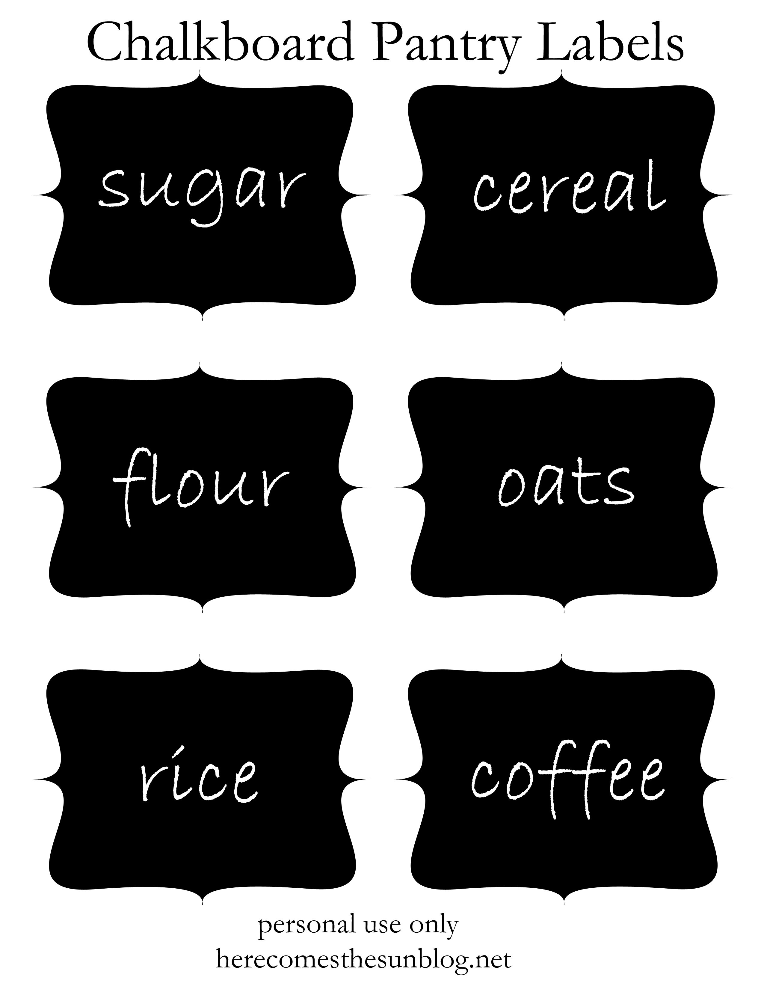 Chalkboard Pantry Labels {Free Printable} Here Comes The Sun
