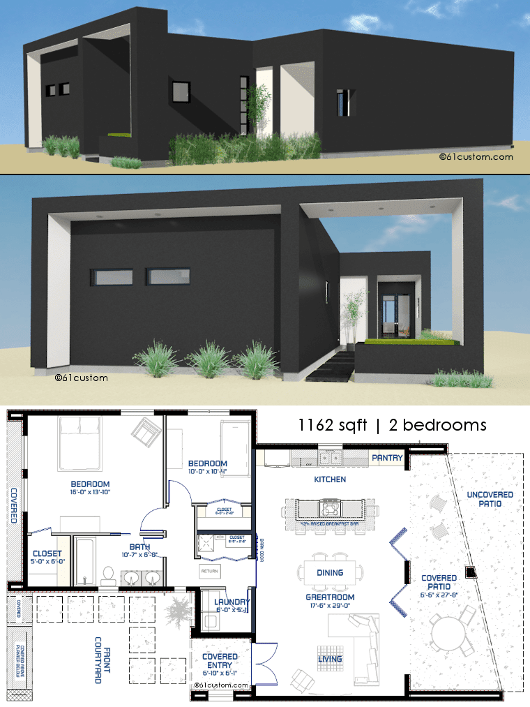 Small Front Courtyard House Plan 61custom Modern House Small Front Courtyard House Plan 61custom Modern House