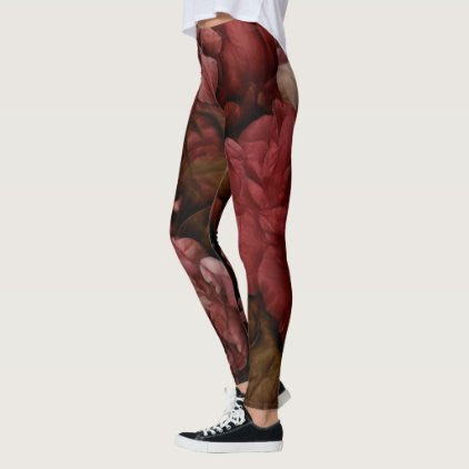 Peony Flowers Close-up Sketch Leggings