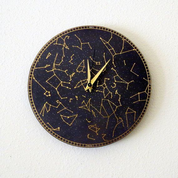 Constellation Wall Clock, Home and Living, Black, Gold, Astrology, As…