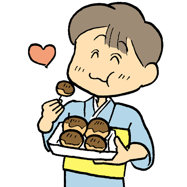 たこ焼きを食べている男の子のイラスト かわいいフリー素材が無料のイラストレイン