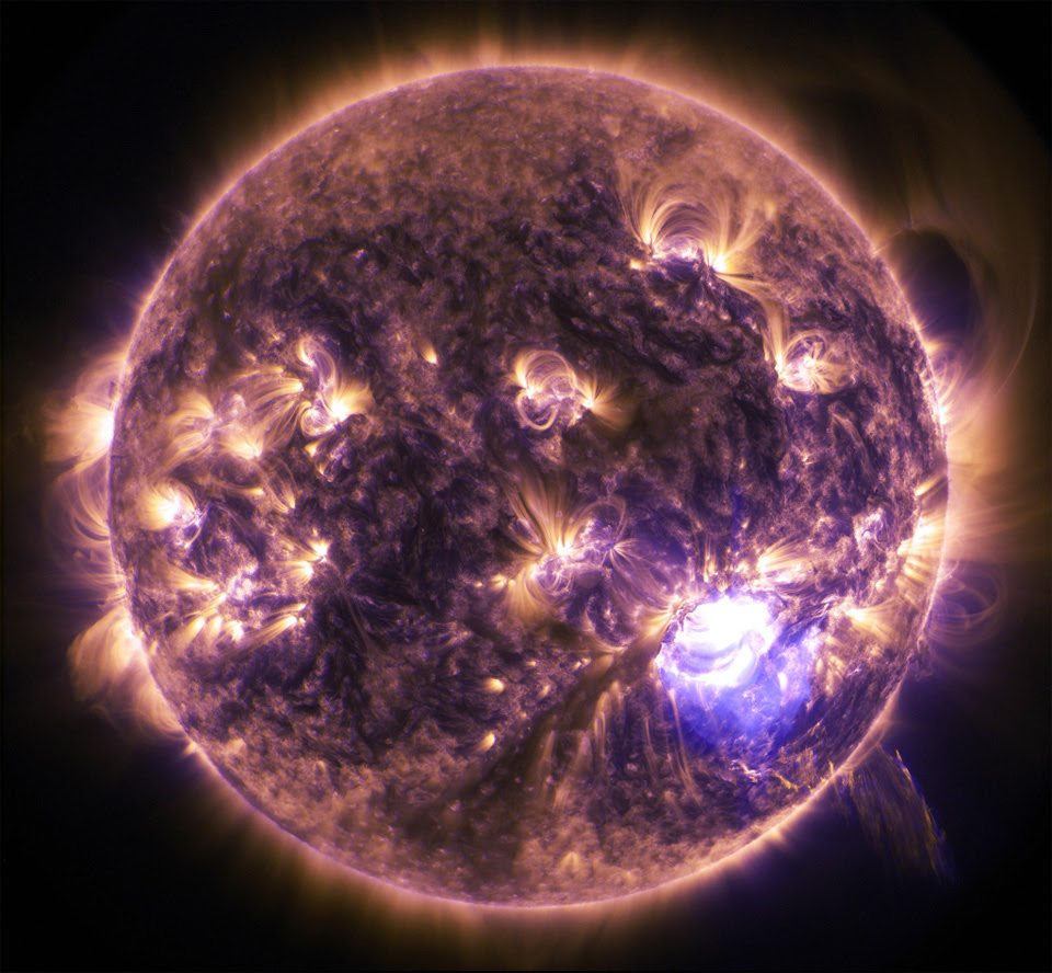 The X1.8 solar flare in ultraviolet light 