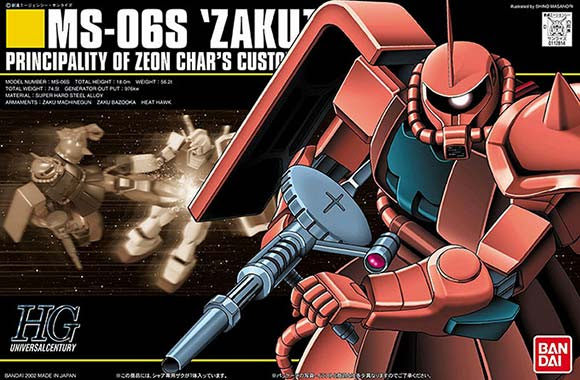 Bandai HG MS-06S Zaku II (Char's Ver.) English Color Guide & Paint Conversion Chart