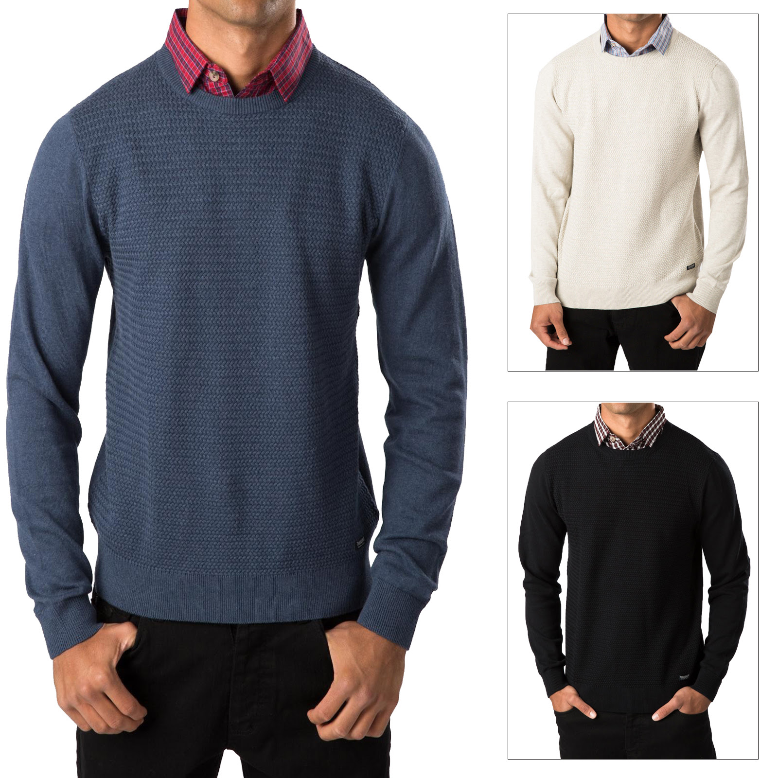 Threadbare Mens Knit Jumper Geneva Crew Neck Jumper Mock Threadbare Mens Knit Jumper Geneva Crew Neck Jumper Mock