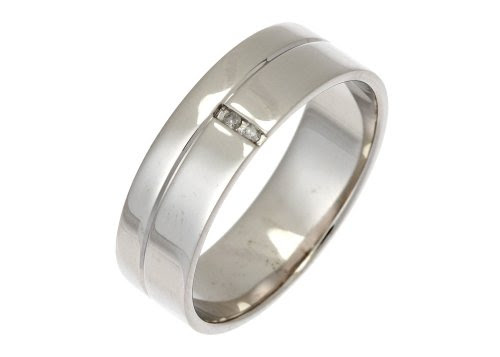 Best Reviews Engagement Ring, 9 Carat White Gold set with Two Small Single Diamonds, 7mm Band Width