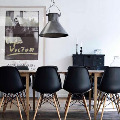 Dining Room on Eames Black Eiffel Chairs Around Dining Room Table