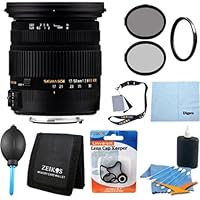 Sigma 17-50mm f/2.8 EX DC OS HSM FLD Large Aperture Standard Zoom Lens for Canon Digital DSLR Camera With Cleaning Kit, Flash Bracket, Micro Fiber Cleaning Cloth, Card Wallet, Hoya UV Filter!, Lens Cap Cleaner and more!