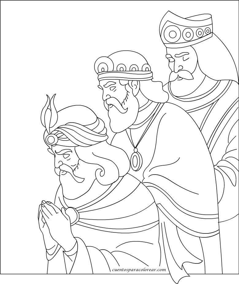 Dibujos de Melchor, Gaspar y Baltasar para colorear: Tres 