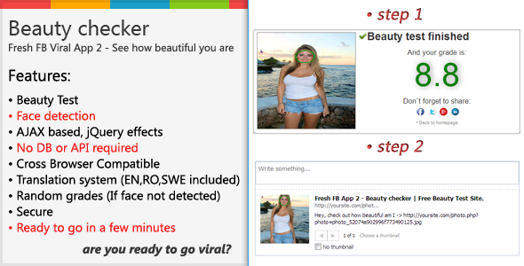Fresh FaceBook Viral App 2 - "Beauty checker" (Social Networking)