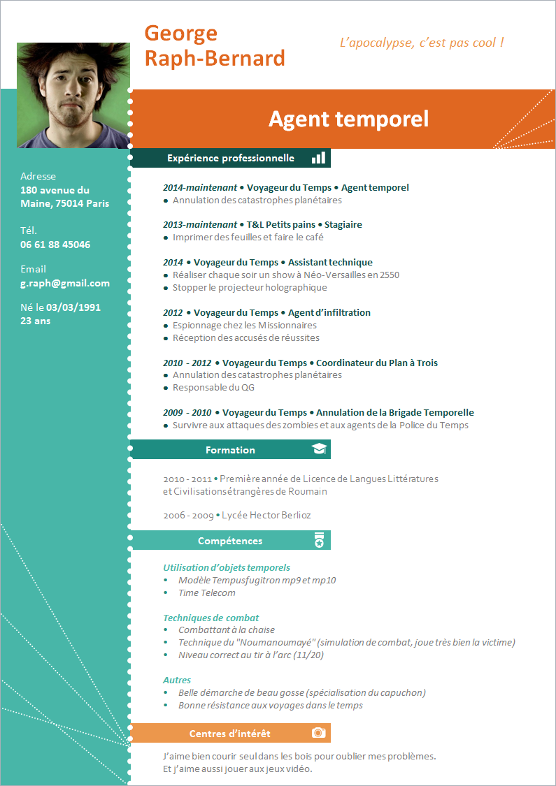 Exemple vrai cv