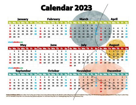  2023 calendar with holidays free printable premium template 2661