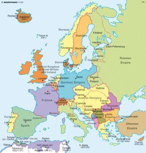 Map Of Europe World War 1