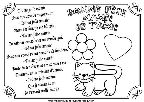Chat En Coloriage Et Poeme Bonne Fete Mamie