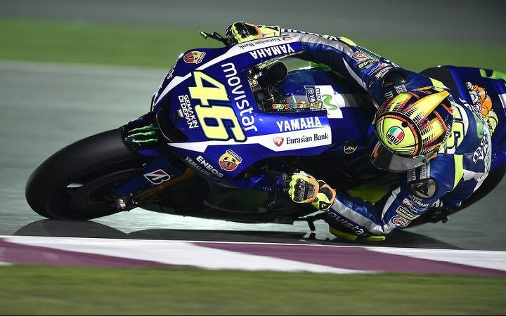 Riding like a man possessed, Rossi dug deep to overcome his YZR-M1’s lack of top speed, carrying immense corner speed to come from as far back as tenth to take the victory.