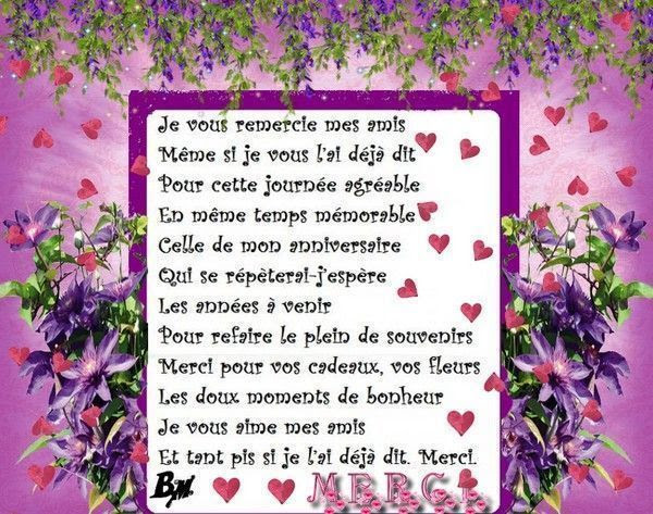 Remerciement Anniversaire