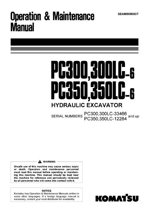 PDF Komatsu Pc300 6 Operation And Maintenance Manual