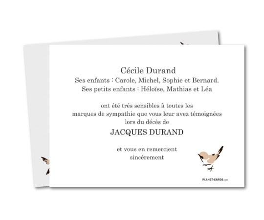 remerciement de deces - Modele de lettre type