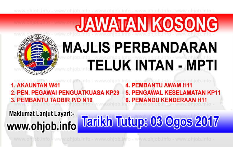 Jawatan Kerja Kosong Majlis Perbandaran Teluk Intan - MPTI logo www.ohjob.ingo ogos 2017