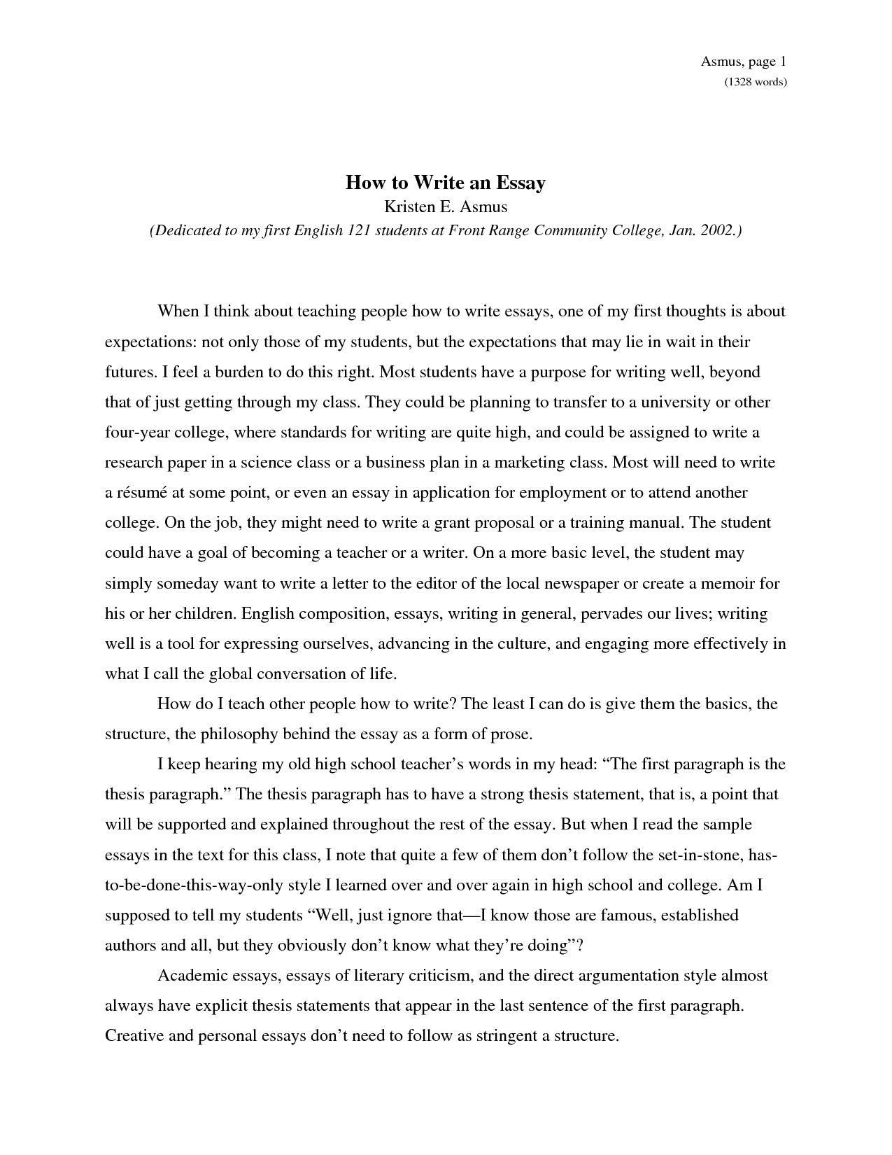 how to write your college essay on school