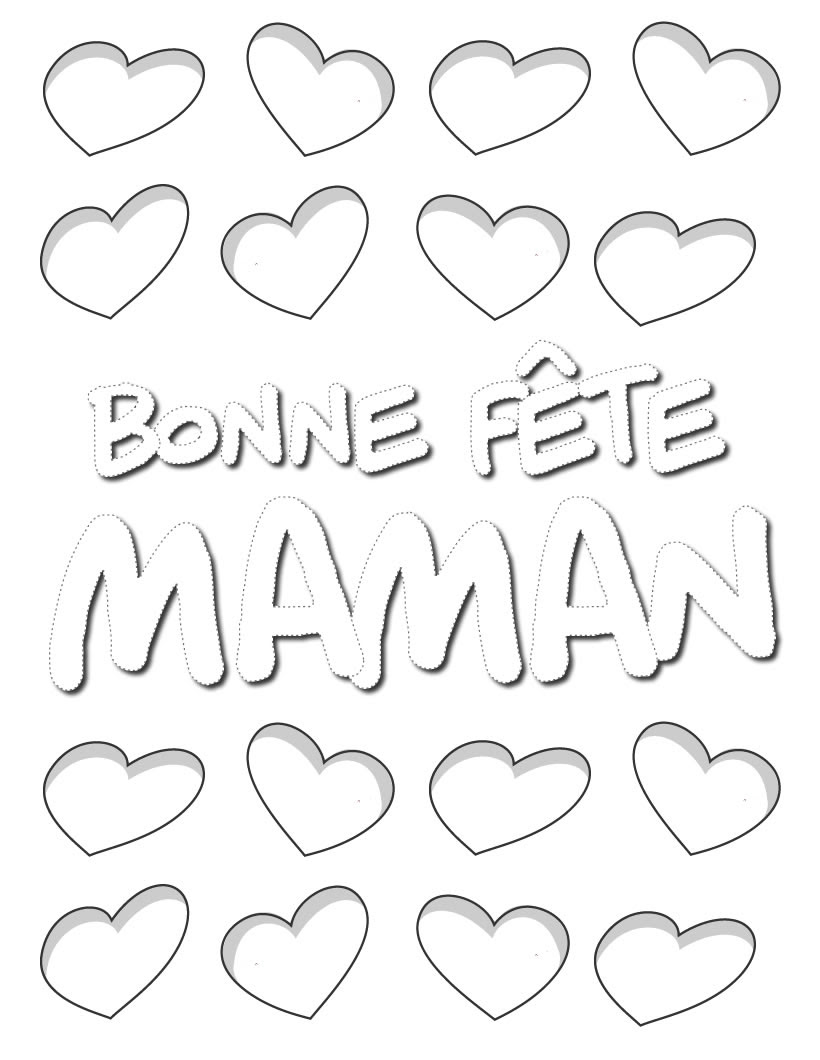 Coloriage Coeurs pour Maman