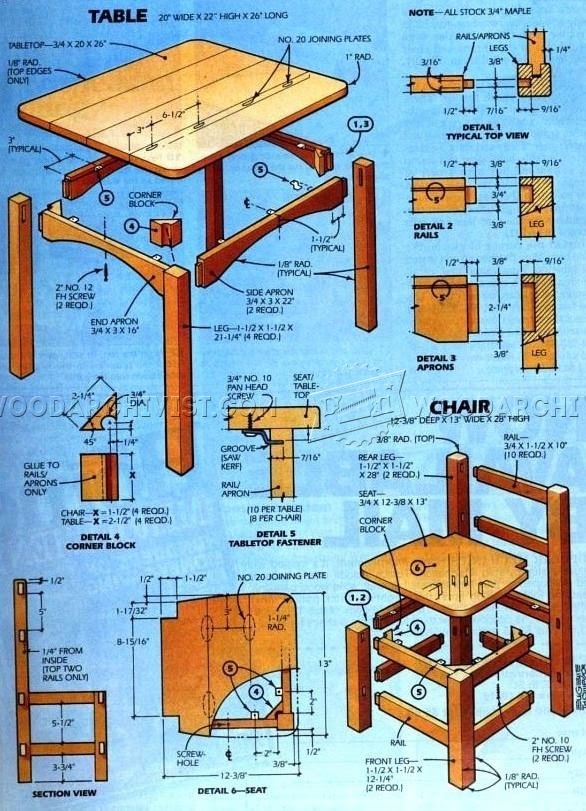 Kids Table and Chair Set Plan • WoodArchivist