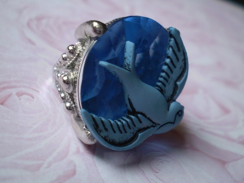  ring with blue tattoo flash art 