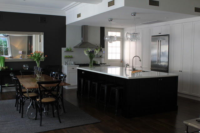 Cremorne Point Black and White Kitchen - traditional - kitchen ...