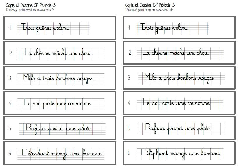 Copie Et Dessine Periode 3 Cp Zaubette