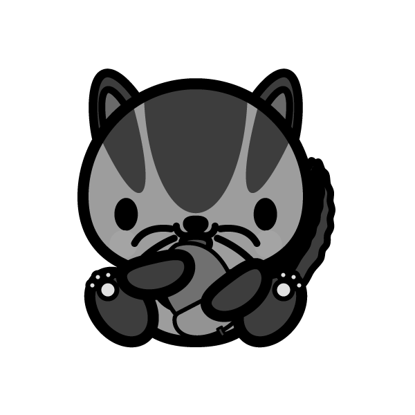 モノクロでかわいいどんぐりとリスの無料イラスト 商用フリー オイデ43
