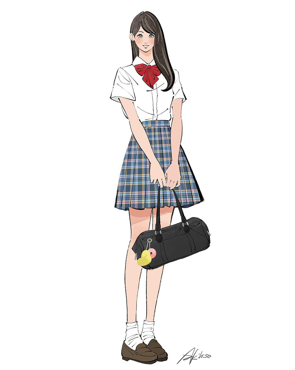 イラスト 女子高校生 制服姿の女の子を描く イラストレーターakihisasawadaイラスト デザイン室