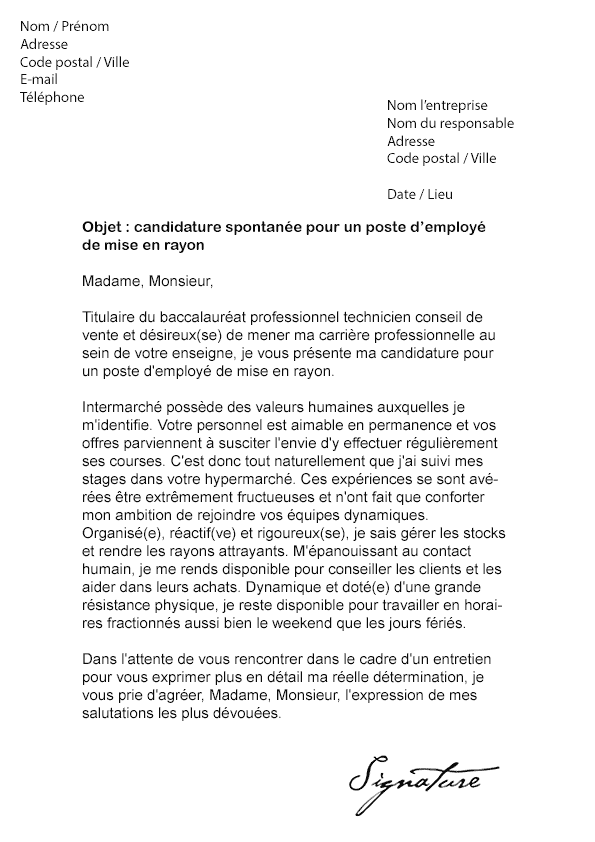 Lettre de motivation leclerc debutant laboitecv.fr
