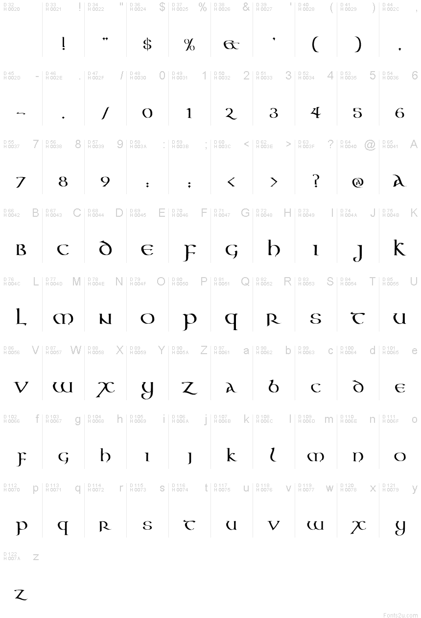 Aon Cari Celtic font