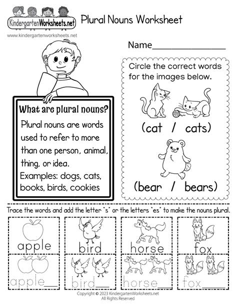  free printable plural nouns worksheet