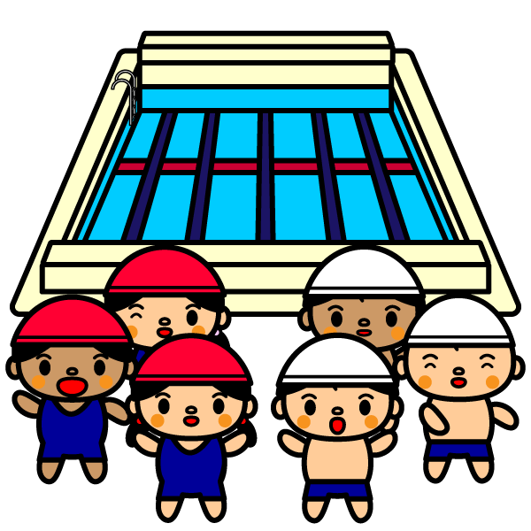 かわいい夏休みのプールの無料イラスト 商用フリー オイデ43